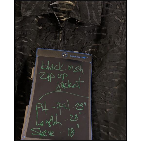 Clara S Black Sheer Mesh Textured Zip Up Shirt Jacket Zebra AOP Women's XL - Picture 8 of 9